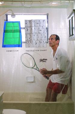 Bathroom tennis: Not perverted, but scientifically designed to improve your game. RAUL RUBIERA/Herald Staff